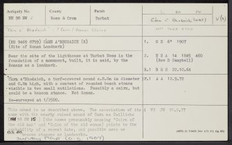 Carn A' Bhodaich, NH98NW 2, Ordnance Survey index card, Recto