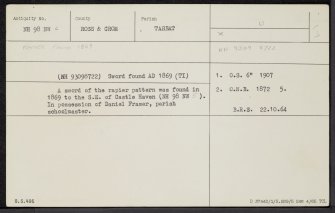 Castlehaven, NH98NW 6, Ordnance Survey index card, Recto