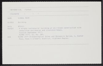 Bindal Muir, NH98NW 18, Ordnance Survey index card, Recto