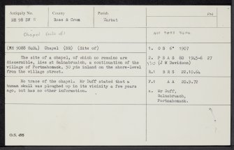 Balnabruach, NH98SW 5, Ordnance Survey index card, Recto