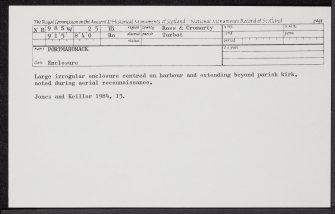 Portmahomack, NH98SW 25, Ordnance Survey index card, Recto