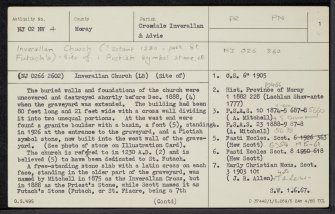 Inverallan Church And Churchyard, NJ02NW 4, Ordnance Survey index card, page number 1, Recto