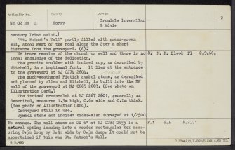 Inverallan Church And Churchyard, NJ02NW 4, Ordnance Survey index card, page number 2, Verso