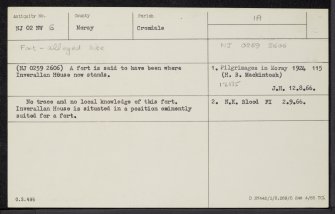 Inverallan House, NJ02NW 6, Ordnance Survey index card, Recto