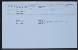 Middlefield, NJ05NW 70, Ordnance Survey index card, Recto