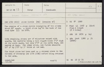 Pitchroy, NJ13NE 13, Ordnance Survey index card, page number 1, Recto
