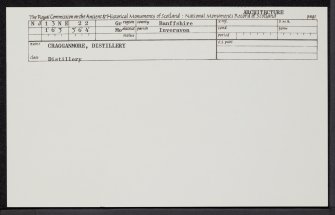 Cragganmore, Distillery, NJ13NE 22, Ordnance Survey index card, Recto