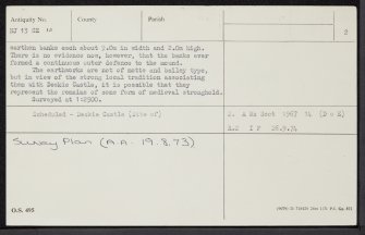 Deskie Castle, NJ13SE 12, Ordnance Survey index card, page number 2, Verso