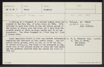 Advie, NJ13SW 2, Ordnance Survey index card, Recto