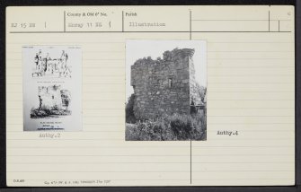 Asliesk Castle, NJ15NW 1, Ordnance Survey index card, Recto
