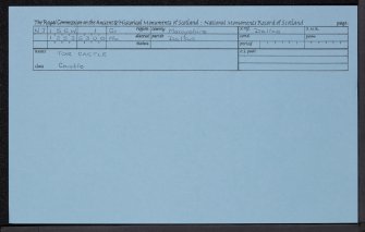 Tor Castle, NJ15SW 1, Ordnance Survey index card, Recto