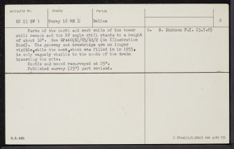 Tor Castle, NJ15SW 1, Ordnance Survey index card, page number 2, Verso