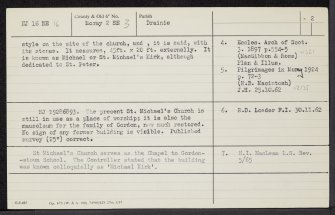 Gordonstoun, Michael Kirk, NJ16NE 16, Ordnance Survey index card, page number 2, Verso