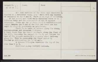 Knock Of Alves, NJ16SE 11, Ordnance Survey index card, page number 2, Verso