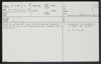 Earnside, NJ16SW 34, Ordnance Survey index card, page number 1, Recto