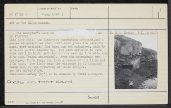Sculptor's Cave, Covesea, NJ17SE 1, Ordnance Survey index card, page number 2, Verso