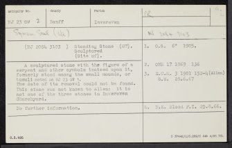 Tom Na Heron, NJ23SW 2, Ordnance Survey index card, Recto
