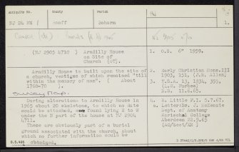 Arndilly House, NJ24NE 1, Ordnance Survey index card, page number 1, Recto