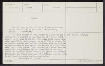 Rothes Castle, NJ24NE 4, Ordnance Survey index card, page number 2, Verso