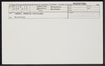 Carron, Imperial Distillery, NJ24SW 10, Ordnance Survey index card, Recto