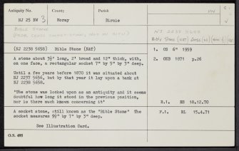 Bible Stone, NJ25NW 3, Ordnance Survey index card, Recto