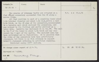 Aikenway Castle, NJ25SE 1, Ordnance Survey index card, page number 2, Verso