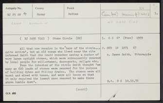 Stony Hill, NJ25SW 4, Ordnance Survey index card, page number 1, Recto