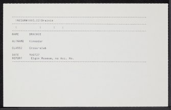 Drainie, NJ26NW 3.12, Ordnance Survey index card, Recto