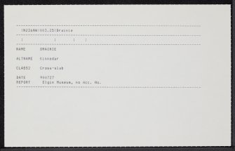 Drainie, NJ26NW 3.25, Ordnance Survey index card, Recto