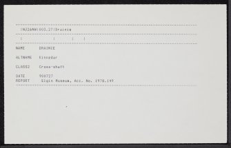 Drainie, NJ26NW 3.27, Ordnance Survey index card, Recto