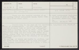 Auchernach House, NJ31NW 3, Ordnance Survey index card, page number 1, Recto