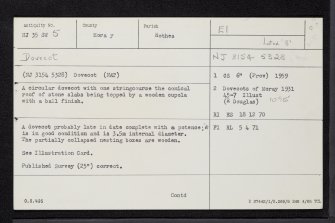Haugh Of Orton, Dovecot, NJ35SW 5, Ordnance Survey index card, Recto