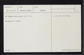 Haugh Of Orton, Dovecot, NJ35SW 5, Ordnance Survey index card, page number 2, Verso