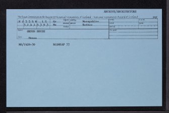 Orton House, NJ35SW 12, Ordnance Survey index card, Recto