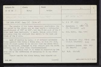Roman Camp Gate, NJ36SE 3, Ordnance Survey index card, page number 1, Recto