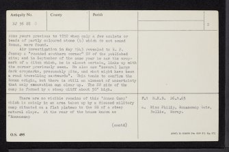 Roman Camp Gate, NJ36SE 3, Ordnance Survey index card, page number 2, Verso