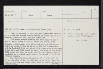 Peel Of Fichlie, NJ41SE 7, Ordnance Survey index card, page number 1, Recto