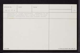 Cairnbeg Hill, NJ41SW 4, Ordnance Survey index card, page number 2, Verso