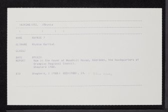 Rhynie, Barflat, NJ42NE 52, Ordnance Survey index card, Recto