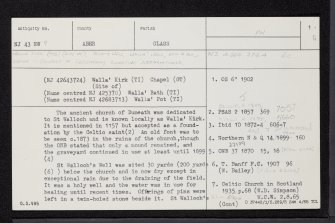 Walla' Kirk Graveyard, NJ43NW 9, Ordnance Survey index card, page number 1, Recto