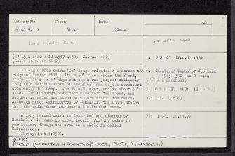 Newton Hill, Cairnborrow, NJ44SE 7, Ordnance Survey index card, Recto