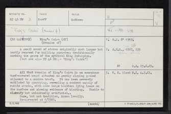 King's Cairn, NJ45NW 3, Ordnance Survey index card, Recto