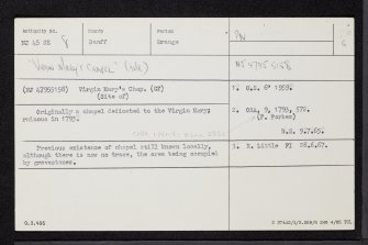 Davoch Of Grange, Lady Hill, Grange Burial-Ground, NJ45SE 8, Ordnance Survey index card, Recto