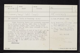 Findochty Castle, NJ46NE 2, Ordnance Survey index card, page number 1, Recto