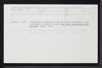 Portknockie, Green Castle, NJ46NE 8, Ordnance Survey index card, page number 2, Recto