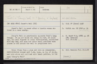 Janet's Well, NJ46NE 12, Ordnance Survey index card, page number 1, Recto