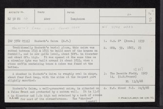 Macbeth's Cairn, NJ50NE 10, Ordnance Survey index card, page number 1, Recto