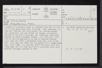 Holmhead, NJ50NW 8, Ordnance Survey index card, page number 1, Recto