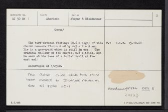 Aboyne, Old Parish Church And Burial-Ground, NJ50SW 1, Ordnance Survey index card, page number 2, Verso