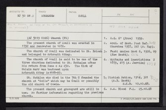 Coull Parish Church, NJ50SW 4, Ordnance Survey index card, Recto
